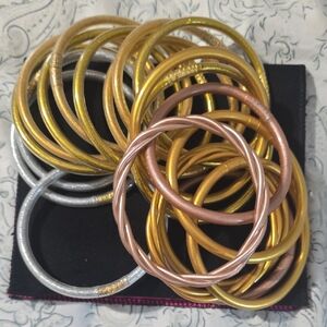 Mixed Metal Women's Bangle Bracelet Set - Gold, Silver & Rose Gold Tones